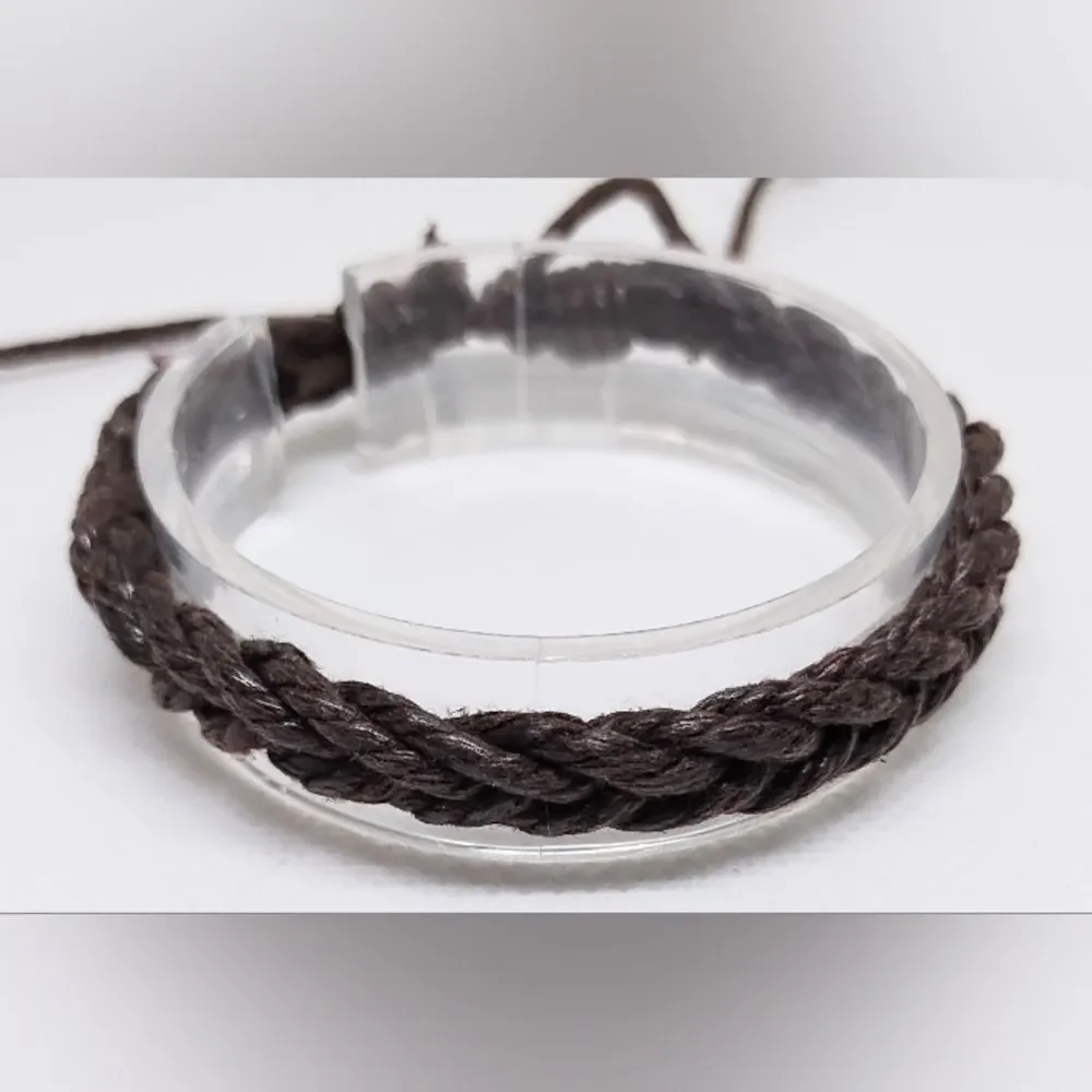 Men's bracelet leather‎ braided brown new e96